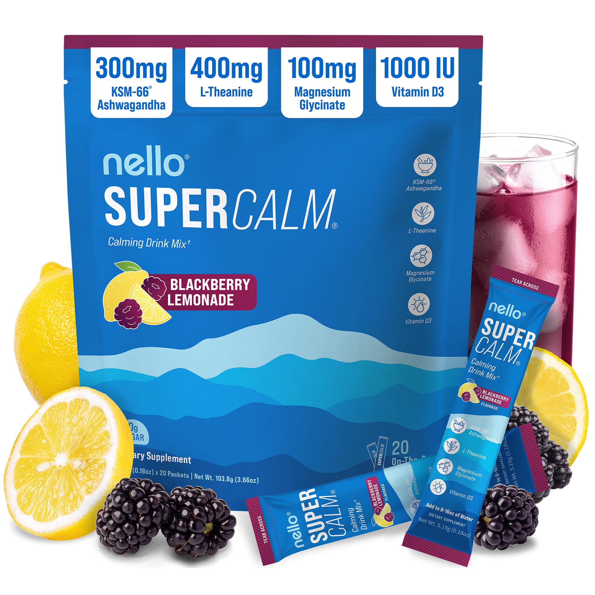 Amazon.com: Nello Supercalm Powdered Drink Mix, Cortisol Reducer